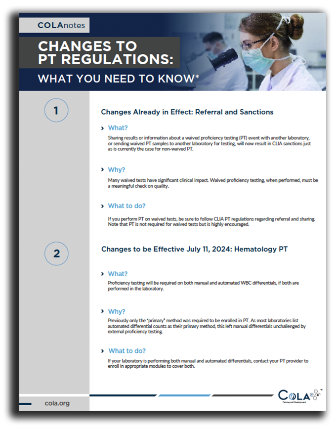 Changes to PT Regulations
